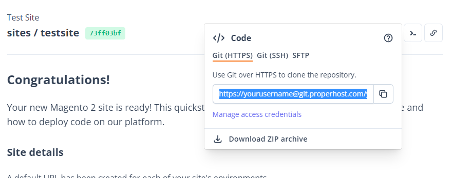 Git clone url