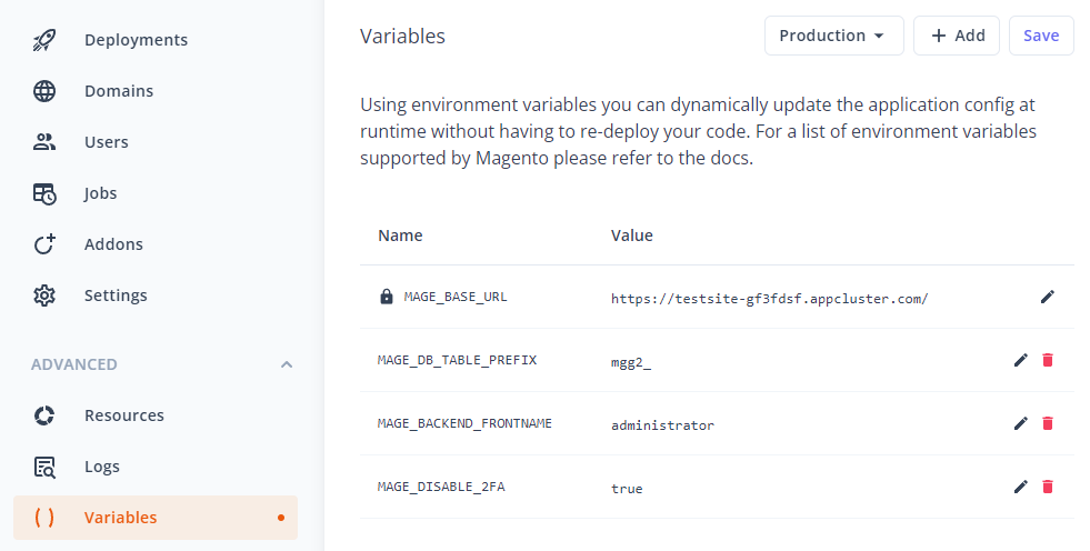 ProperHost Cloud: Environment Variables